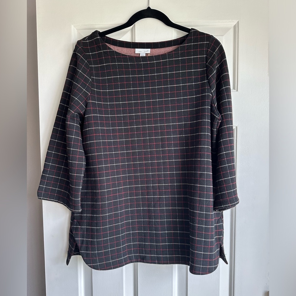 J.Jill Ponte 3/4 Sleeve Boxy Top Pockets Womens Size Medium petite